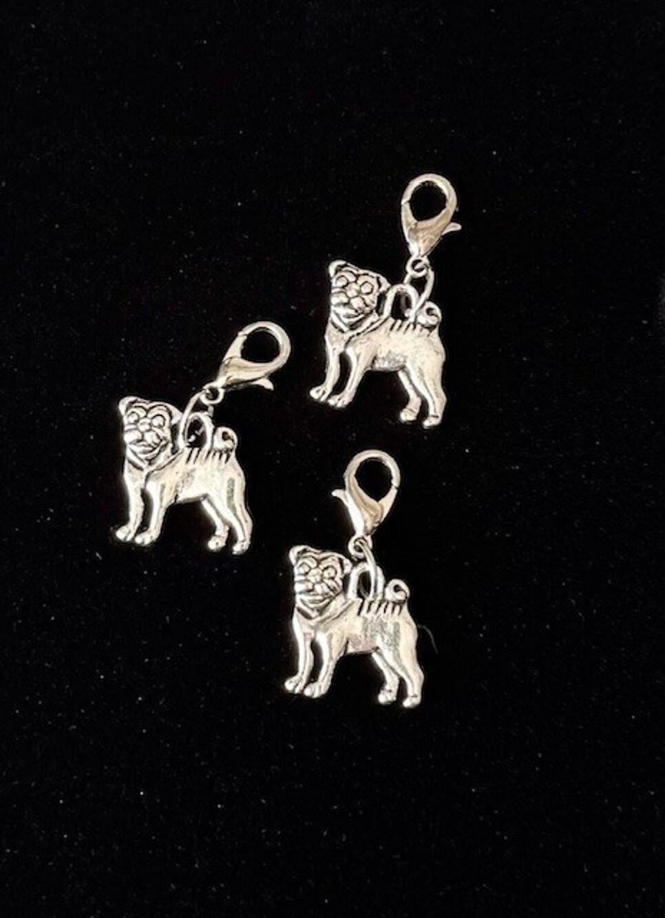 Boston Terrier Dog Clip on Charm Jewelry Zipper Pull Lobster Claw Clasp Lot of 3